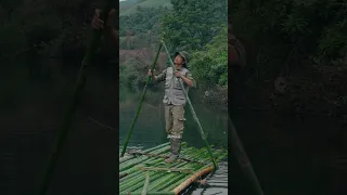 Make a floating raft from forest bamboo.