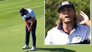 Team USA star Burns taunts European fans at Ryder Cup as he sinks: ‘What’s that? I can’t hear you’