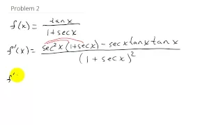 Calculus Derivative Using Quotient Rule Trigonometric Functions