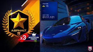 Asphalt 9 - Legend Pass Showcase - Kita Run - McLaren Artura 1:11.121