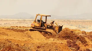 Great Activity Bulldozer & Dump truck Working - Extreme Pushing / Unloading Dirt at New Construction