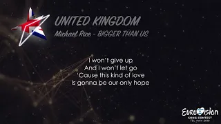 Michael Rice - Bigger Than Us (United Kingdom)  [Karaoke Version] ESC 2019