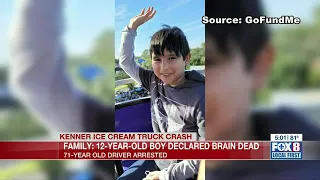 12-year-old boy declared brain dead, family says, after ice cream truck crash