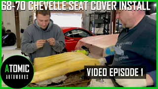 How To install an interior upholstery seat cover kit on a 1969 Chevelle muscle car.