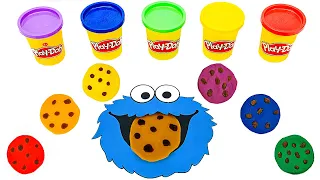 Create Play Doh Cookies for Cookie Monster🍪 Learn Colors & Shapes | Preschool Toddler Learning Video