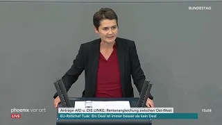 Bundestagsdebatte zur Renteneinheit zwischen Ost und West am 17.10.19