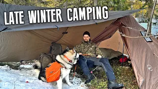 Late winter camping with hot tent + tarp shelter | Taival Outdoors