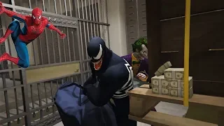 Bank robbery by venom and joker | superheroes stories | superheroes and cars