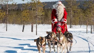 Papá Noel Santa Claus y Perros Husky 🐕🎅 Laponia Finlandia Rovaniemi niños & huskies - Feliz navidad