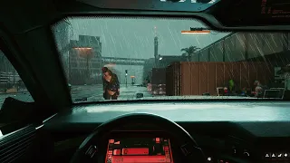 Listening to Night City Police Radio in a Stolen Cop Car - Rain & City Ambience - Cyberpunk 2077