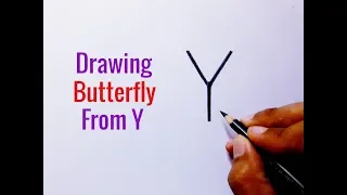 How to draw a butterfly easy from letter Y Drawing butterfly easy step by step for beginners