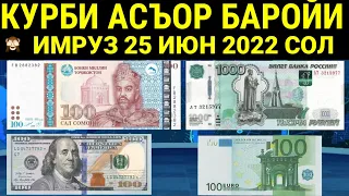 Срочно! Курби Асъор баройи имруз 25.06.2022 Курс валют в Таджикистане на сегодня Курсы USD/RUB/TJS