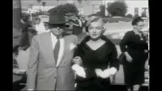 Footage of Marilyn Monroe at court to divorce Joe Dimaggio 1954