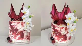 WOW!! AMAZING Isomalt Cake Topper and Spheres| Marbled Buttercream Transfer Method| Cake Decorating