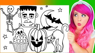 Coloring Halloween Coloring Pages | Skeleton, Frankenstein, Bats, Cupcake, Pumpkin & Black Cat
