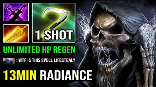 WTF 13MIN RADIANCE 1 Shot Reaper Mid Necrophos Crazy Spell Lifesteal Unlimited HP Regen Dota 2