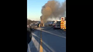 Tractor-trailer fire on the Pa. Turnpike