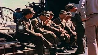 Japanese Army and Navy officers and harbor pilots come aboard the USS San Diego a...HD Stock Footage