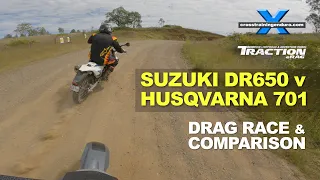 DR650 v Husqvarna 701 drag race & comparison review︱Cross Training Adventure