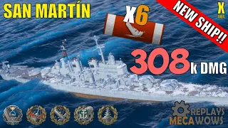 NEW SHIP! San Martín 6 Kills & 308k Damage | World of Warships Gameplay