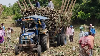 Swaraj 744 FE tractor stuck with heavy sugarcane load pulling | Tractor Videos | Come for Village