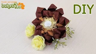 Мастер-класс Цветы из гофрированной бумаги с конфетой ☆ Diy crafts. How to make crepe paper flowers