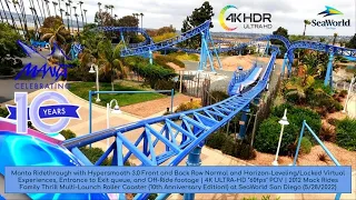 [4K] Manta On-Ride (Front & Back), Entrance to Exit Queue POV Launch Coaster SeaWorld San Diego 2022