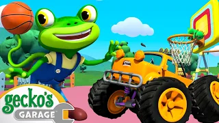 Monster Truck Basketball Fix Gecko the Mechanic | Vehicle Repair Cartoons | Buses, Trucks and Cars