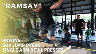 "Ramsay" | Single Arm Devil Presses + Rowing + Box Jump Overs CrossFit WOD