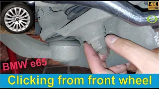 Metallic clicking sound from front wheels by suspension - solved - BMW 7 series