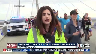 Man apologizes for slapping reporter