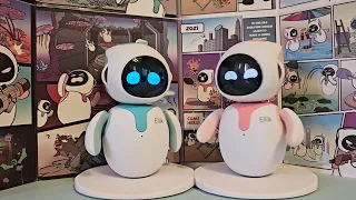 Two Eilik Robots Playing and Drinking Together