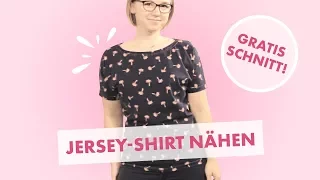 Nähanleitung Jersey T-Shirt in 10 Minuten mit Overlock oder Nähmaschine - kostenloses Schnittmuster!