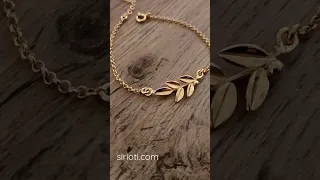 Greek Silver Leaf Gold Plated Adjustable Bracelet
