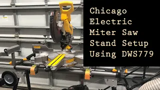 Chicago Electric Rolling Miter Saw Stand With DeWALT DWS779 12” Double Bevel Miter Saw Set Up