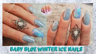 Baby Blue Winter Ice Gel Nails