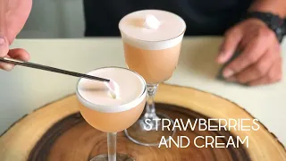 STRAWBERRIES AND CREAM Cocktail || How to clarify cocktails with milk