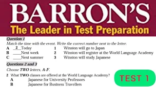 Barron's ielts test 1 | Winston will go to Japan