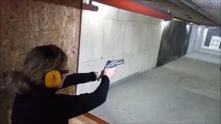 Desert Eagle .50 cal & woman shooting