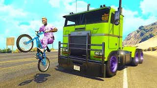 BICIS vs CAMIONES MUY ÉPICO!! - GTA V ONLINE