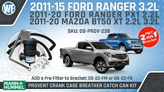 Prov-23 MANN Provent Installation Ford Ranger PX1 3.2L 2011-15 Mazda BT50 XT 2011-20 Oil Catch Can