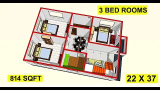 22 X 37 HOUSE PLAN DESIGN II 22 X 37 GHAR KA NAKSHA II 3 BHK HOUSE PLAN DESIGN