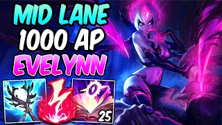 SEASON 14 EVELYNN MID LANE 1000 AP BURST | Full AP Build & Runes | League of Legends