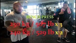 benchpress RAW 230kg/507lb & 240kg/529lb FOR REPS !