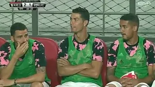 korean league player doing cr7 celebration in front of ronaldo