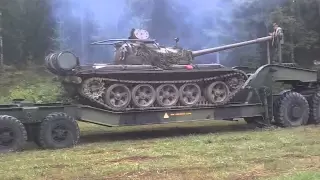 T-55 start and driving off trailer