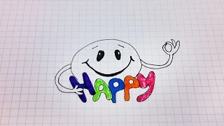 Простые рисунки #144  Как нарисовать - Смайлик Happy =)