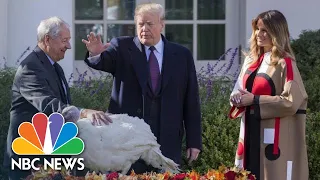 President Trump Pardons 'Peas' And 'Carrots' While Joking About Subpoenas | NBC News