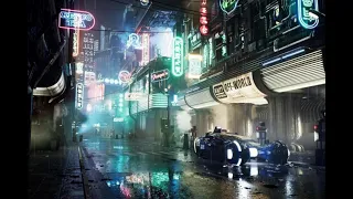 Bladerunner Blues with Rain and Thunder Cyberpunk City 1 Hour Sleep. Relaxation, Meditation