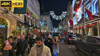 🎅🏽Christmas Decor in Posh London Streets 🎄Walking in Luxury London| Central London [4K HDR]